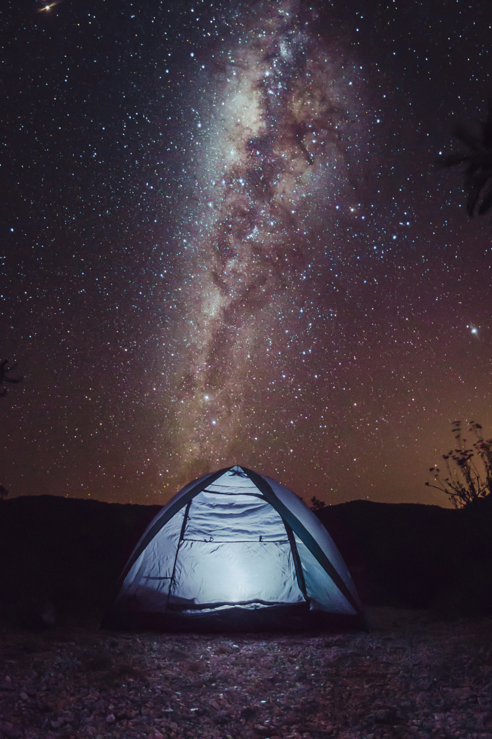 Camping under stars